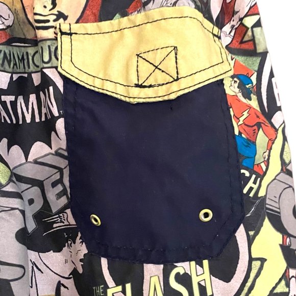 DC Comics Swim Trunks Men Size 32 Black Retro Batman Robin Superman Board Shorts - Picture 7 of 14